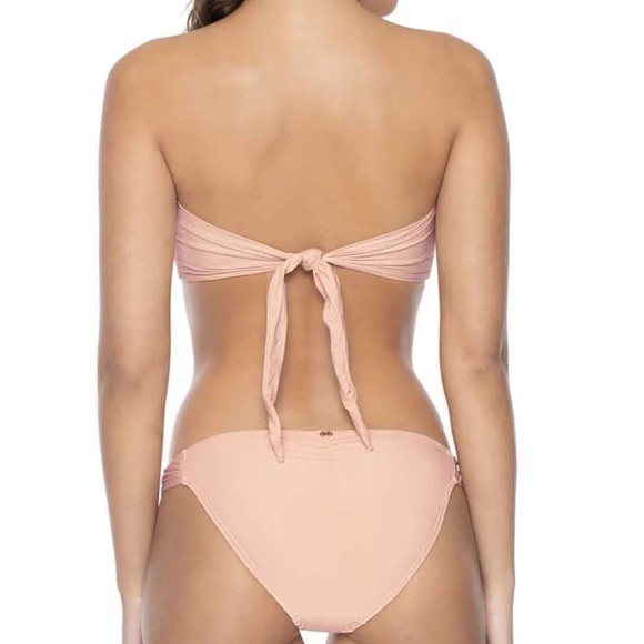 Pilyq Pink San V-Lace Bandeau top (D) and Pulyq Lace Fanned Bikini Bottom Sz L - Picture 2 of 10
